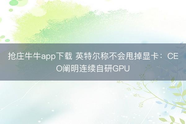 抢庄牛牛app下载 英特尔称不会甩掉显卡：CEO阐明连续自研GPU