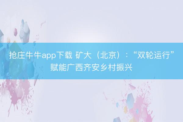 抢庄牛牛app下载 矿大(北京):“双轮运行”赋能广西齐安乡村振兴