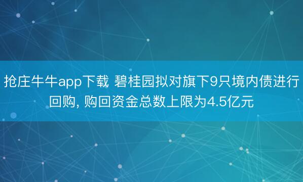 抢庄牛牛app下载 碧桂园拟对旗下9只境内债进行回购， 购回资金总数上限为4.5亿元