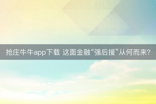 抢庄牛牛app下载 这面金融“强后援”从何而来?