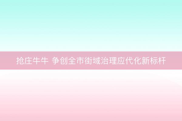 抢庄牛牛 争创全市街域治理应代化新标杆