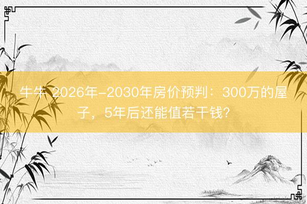 牛牛 2026年-2030年房价预判：300万的屋子，5年后还能值若干钱？