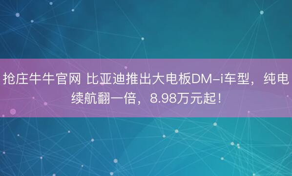 抢庄牛牛官网 比亚迪推出大电板DM-i车型,纯电续航翻一倍,8.98万元起!