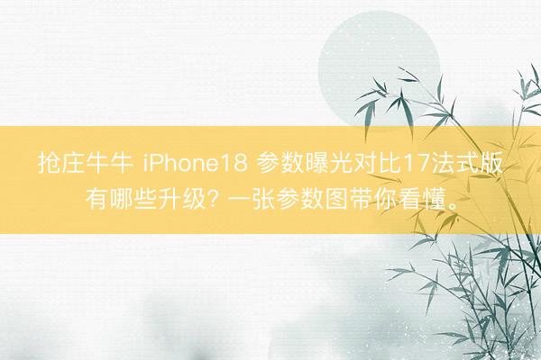 抢庄牛牛 iPhone18 参数曝光对比17法式版有哪些升级? 一张参数图带你看懂。