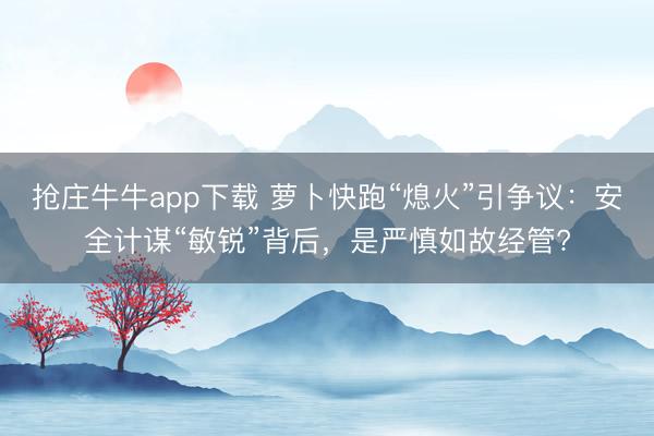抢庄牛牛app下载 萝卜快跑“熄火”引争议:安全计谋“敏锐”背后,是严慎如故经管?