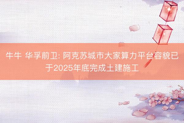 牛牛 华孚前卫: 阿克苏城市大家算力平台容貌已于2025年底完成土建施工
