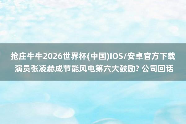 抢庄牛牛2026世界杯(中国)IOS/安卓官方下载 演员张凌赫成节能风电第六大鼓励? 公司回话