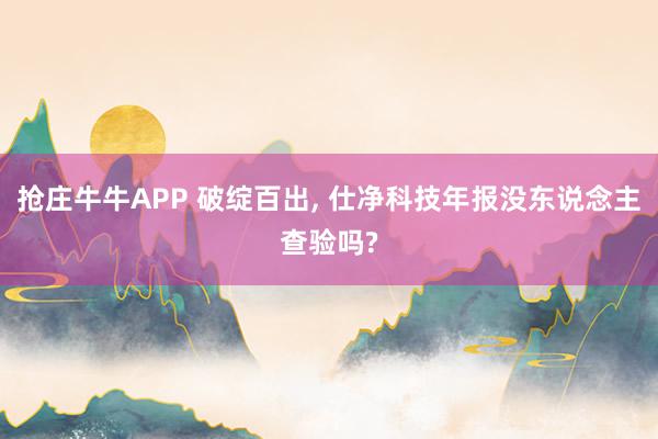 抢庄牛牛APP 破绽百出， 仕净科技年报没东说念主查验吗?