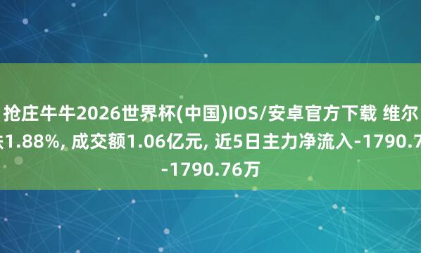 抢庄牛牛2026世界杯(中国)IOS/安卓官方下载 维尔利跌1.88%, 成交额1.06亿元, 近5日主力净流入-1790.76万