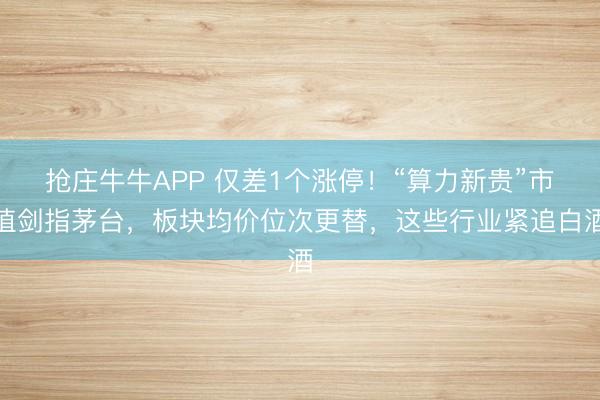 抢庄牛牛APP 仅差1个涨停！“算力新贵”市值剑指茅台，板块均价位次更替，这些行业紧追白酒